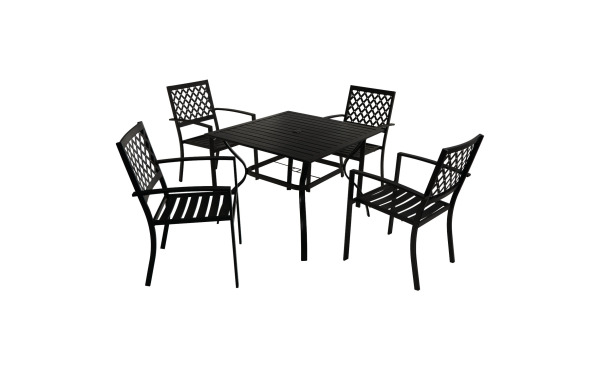 Outdoor Expressions 5-Piece Black Slat Dining Set